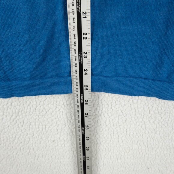 Fred Perry Sweater Mens Small Blue Wool Crew Knit Stretch Preppy Logo - Picture 6 of 9